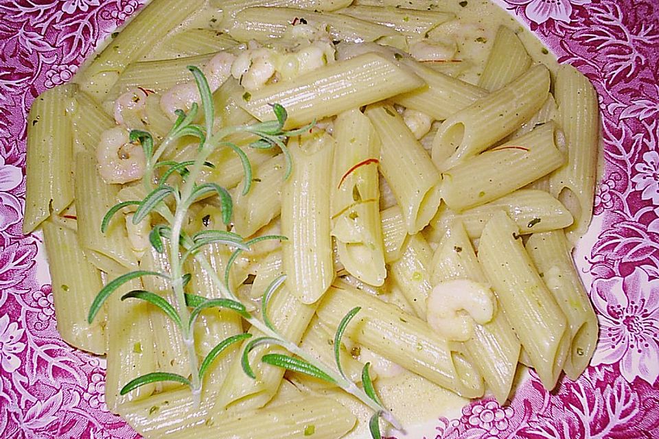 Penne in Shrimps - Safran - Soße