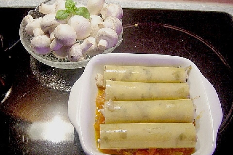 Cannelloni mit Hähnchen - Pilz - Füllung