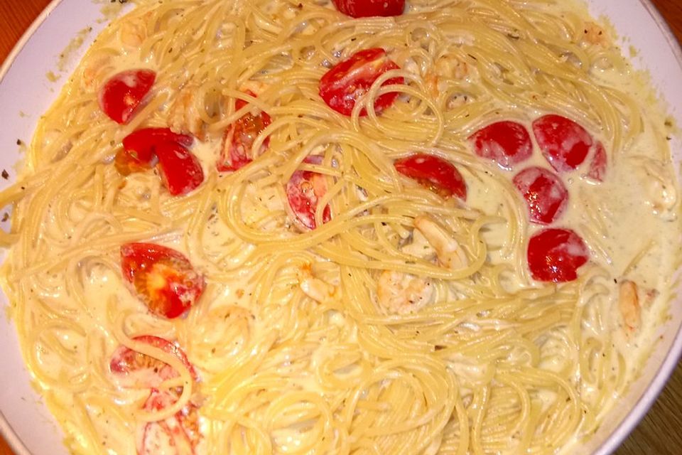 Spaghetti mit Chili, Knoblauch und Garnelen