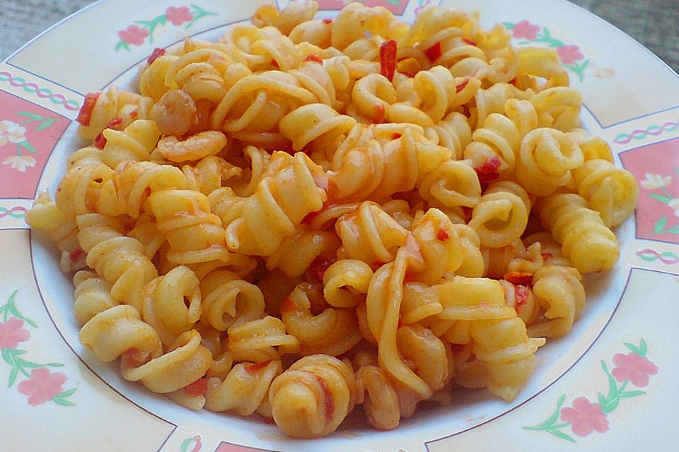 Spaghetti mit Chili, Knoblauch und Garnelen