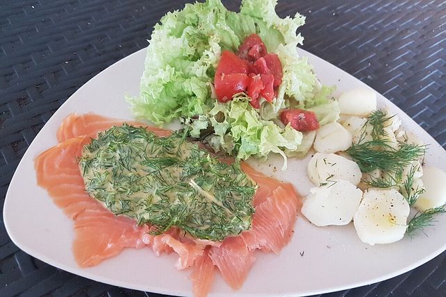 Lachs geräuchert mit süß - scharfer Senfsauce von Corela1| Chefkoch