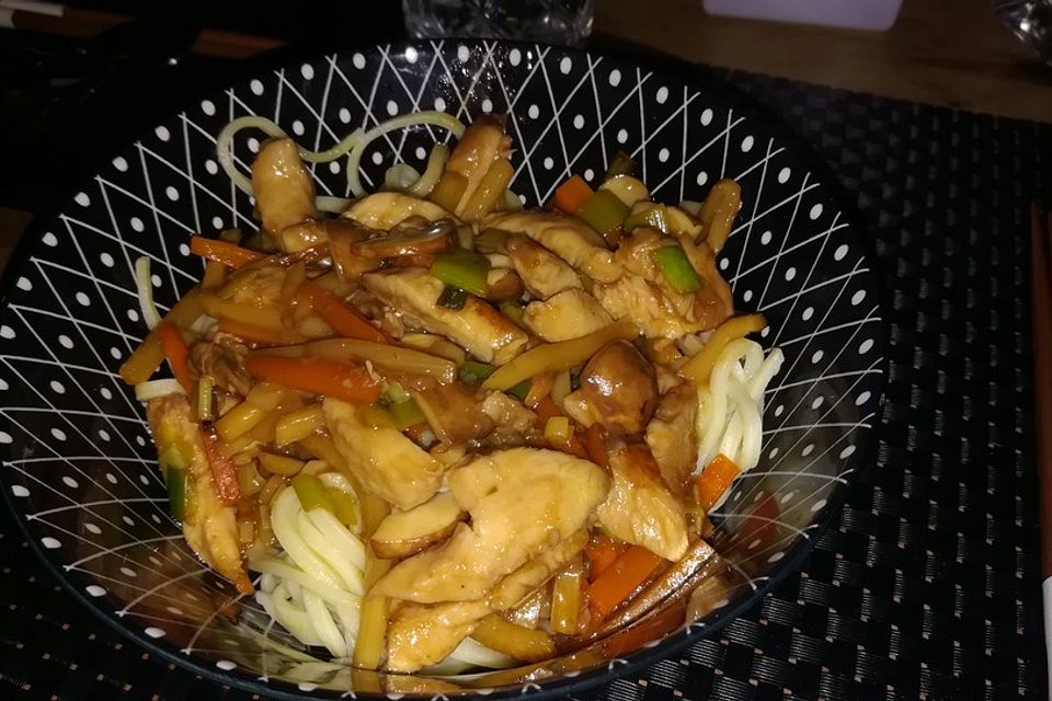 Meine China Hähnchen - WOK - Pfanne Chop Suey mit Jasmin- oder Basmatireis