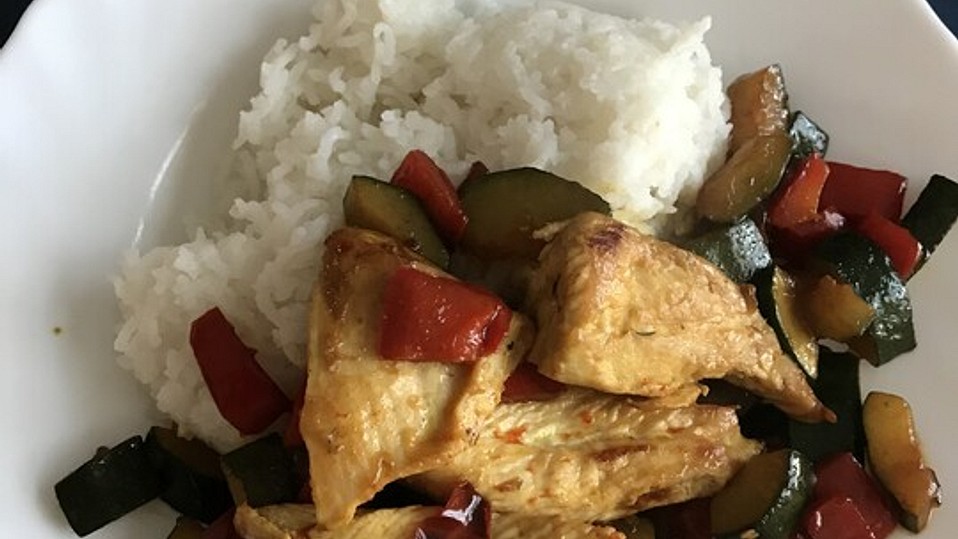 Meine China Hähnchen - WOK - Pfanne Chop Suey mit Jasmin- oder ...