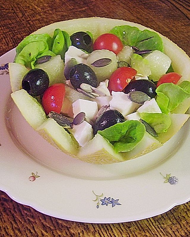 Melonen - Salat mit Schafskäse und Oliven
