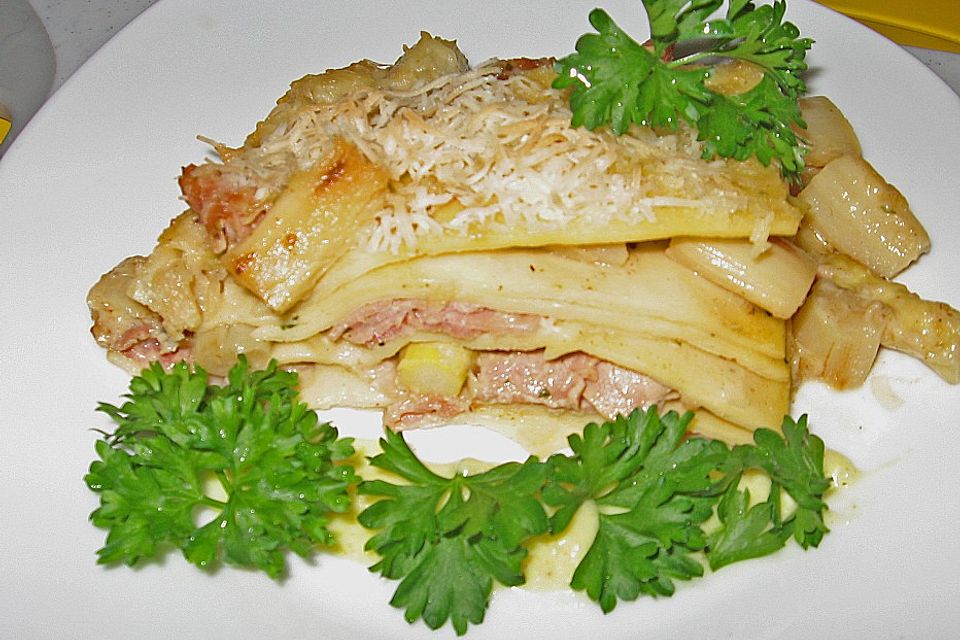 Spargel-Schinken-Lasagne