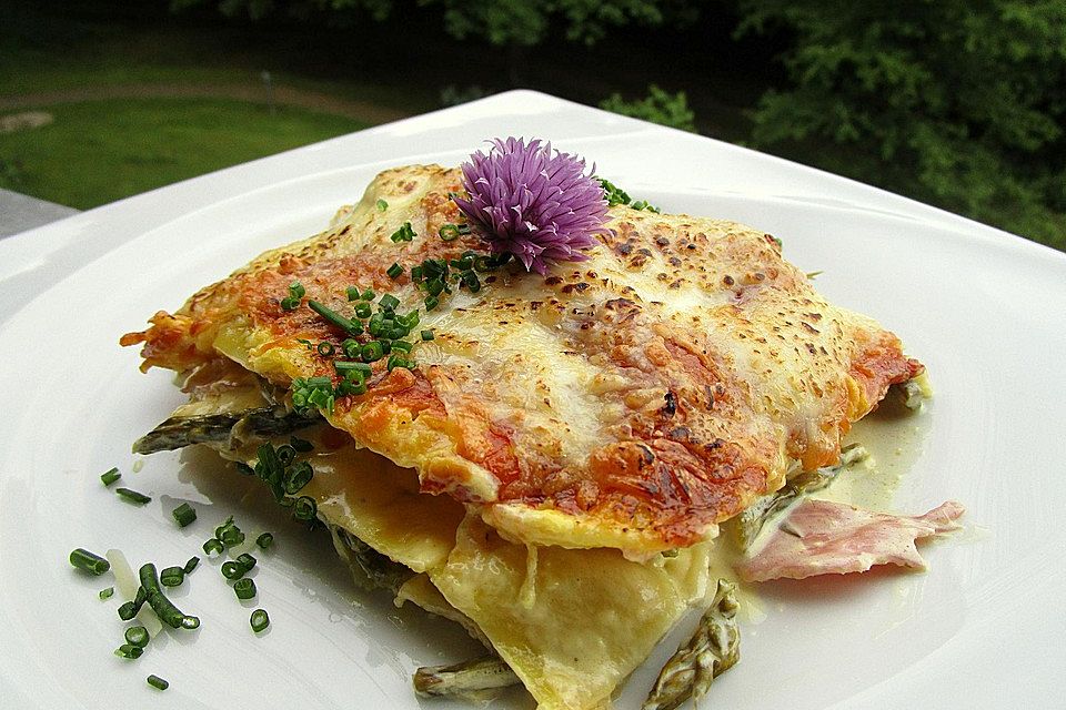Spargel-Schinken-Lasagne