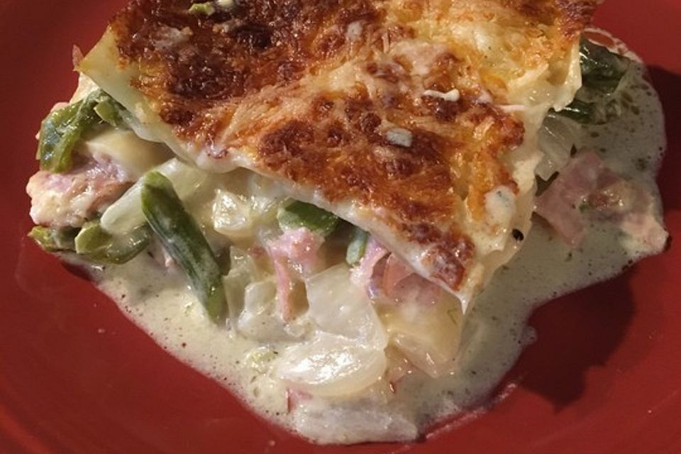 Spargel-Schinken-Lasagne