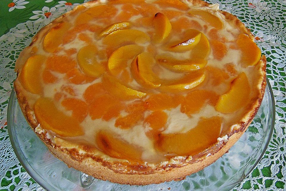 Vanille - Schmand - Kuchen mit Mandarinen und Aprikosen