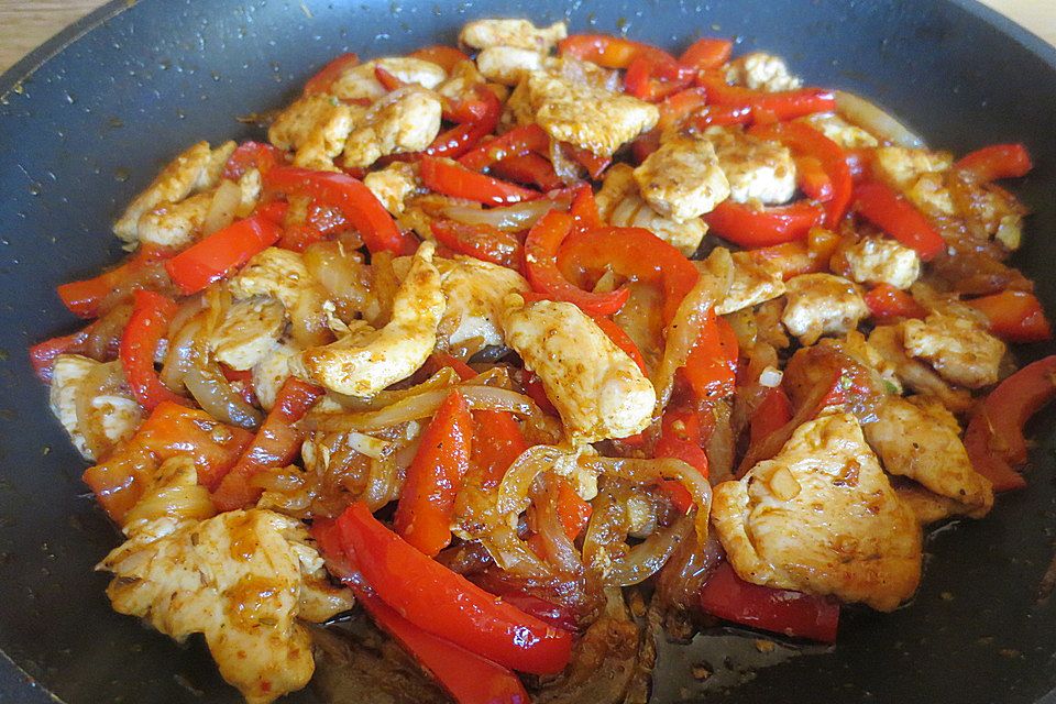 Paprika - Fleisch im Wok