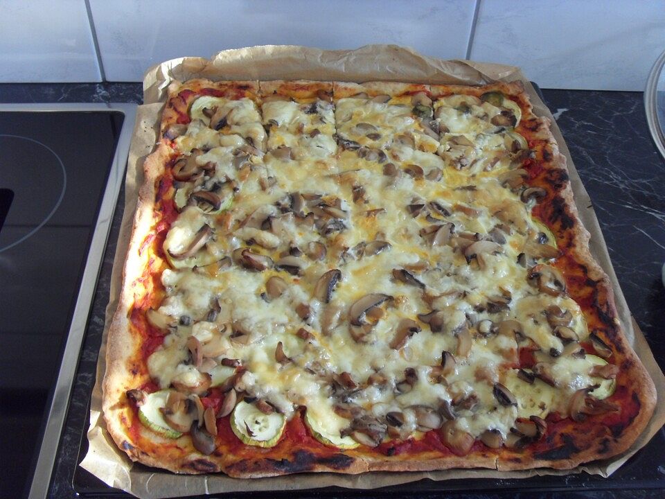 Pizza mit Pilzen und Parmaschinken von UlrikeSchweitzer| Chefkoch