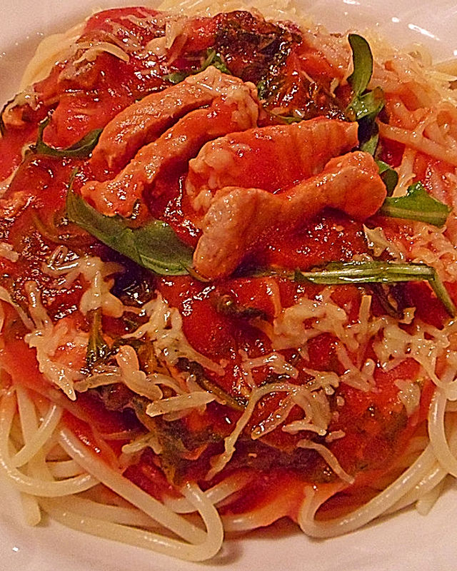 Spaghetti mit Rucola - Tomatensauce