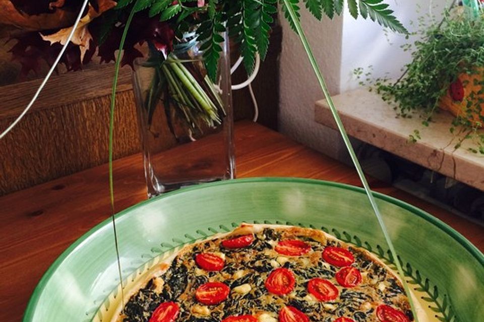 Spinat - Tomaten - Feta Kuchen