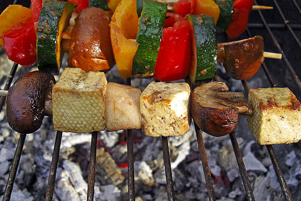 Champignon - Tofu - Spieße