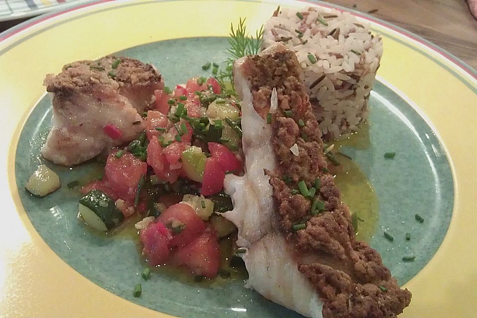 Red Snapper auf Zucchini - Tomaten - Gemüse