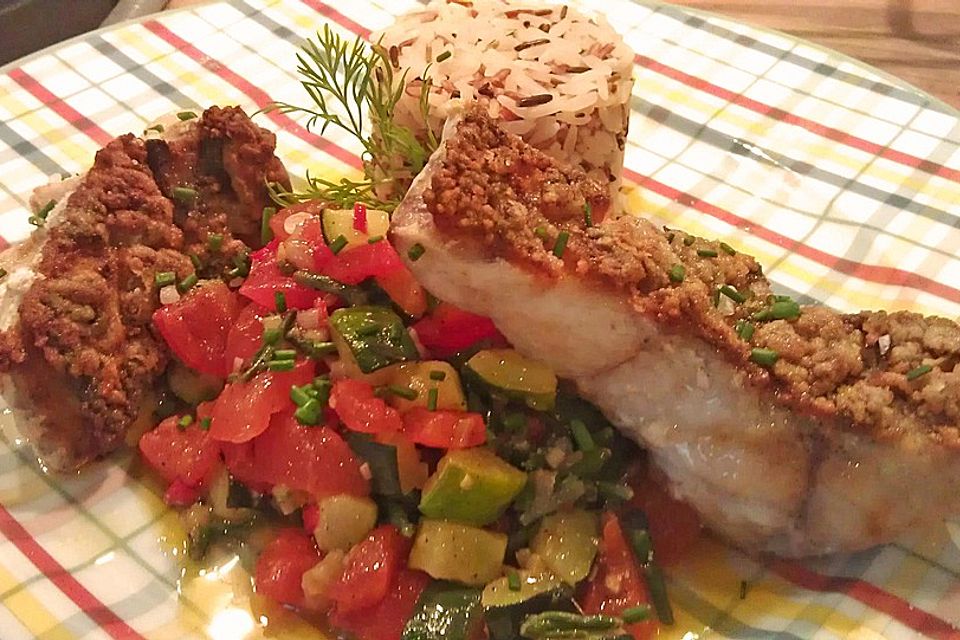 Red Snapper auf Zucchini - Tomaten - Gemüse