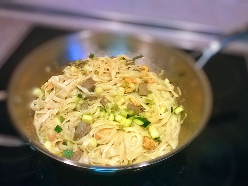 Tagliatelle mit Rind und Shrimp von Kochwichtel007| Chefkoch