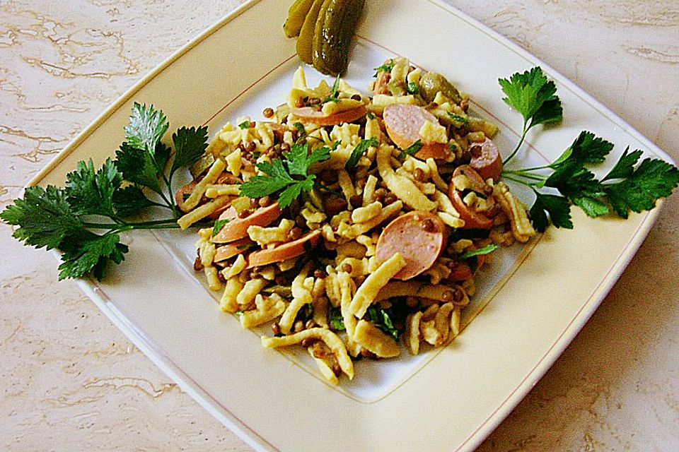 Linsensalat mit Spätzle