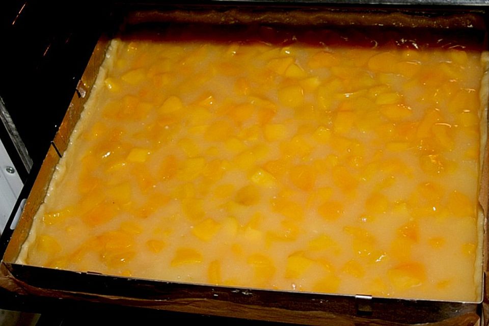 Pfirsichkuchen mit saftigem Guss