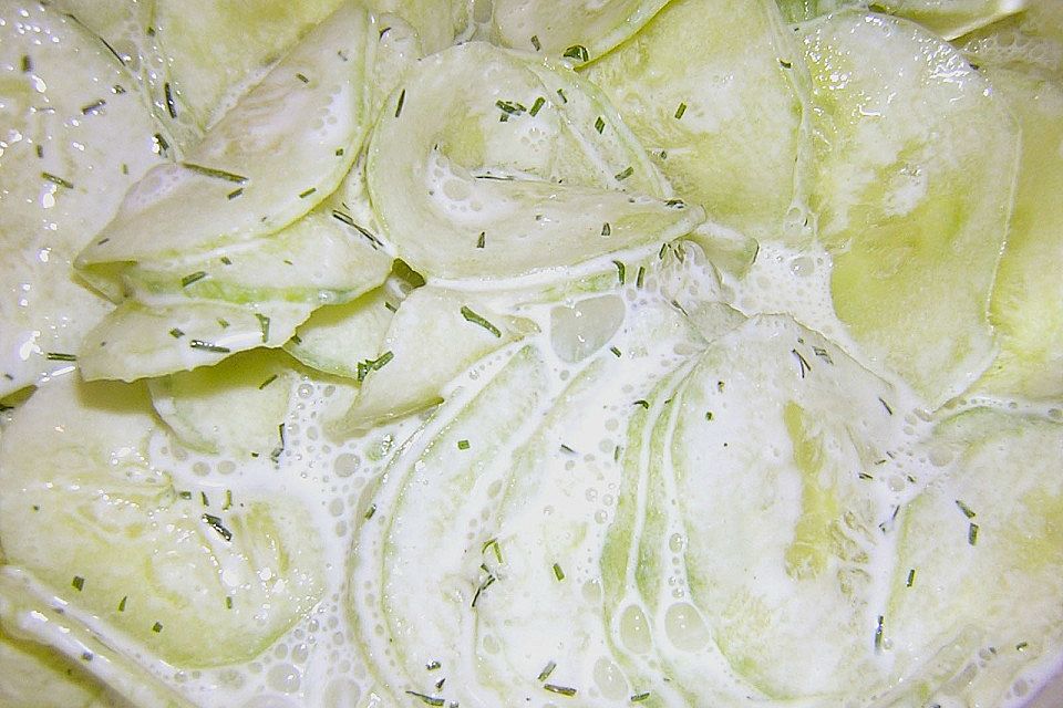 Gurkensalat mit Schmanddressing Gurkensalat mit Schmanddressing