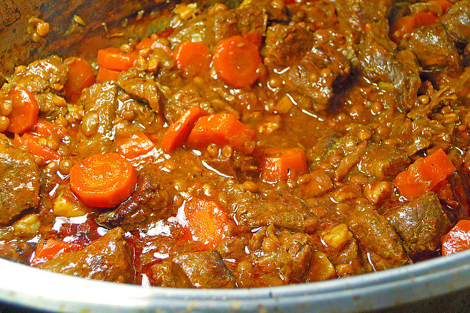 Chili - Gulasch mit Linsen