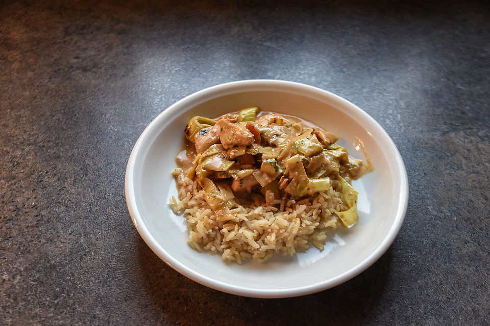 Wolfis Hähnchen - Curry mit Lauch