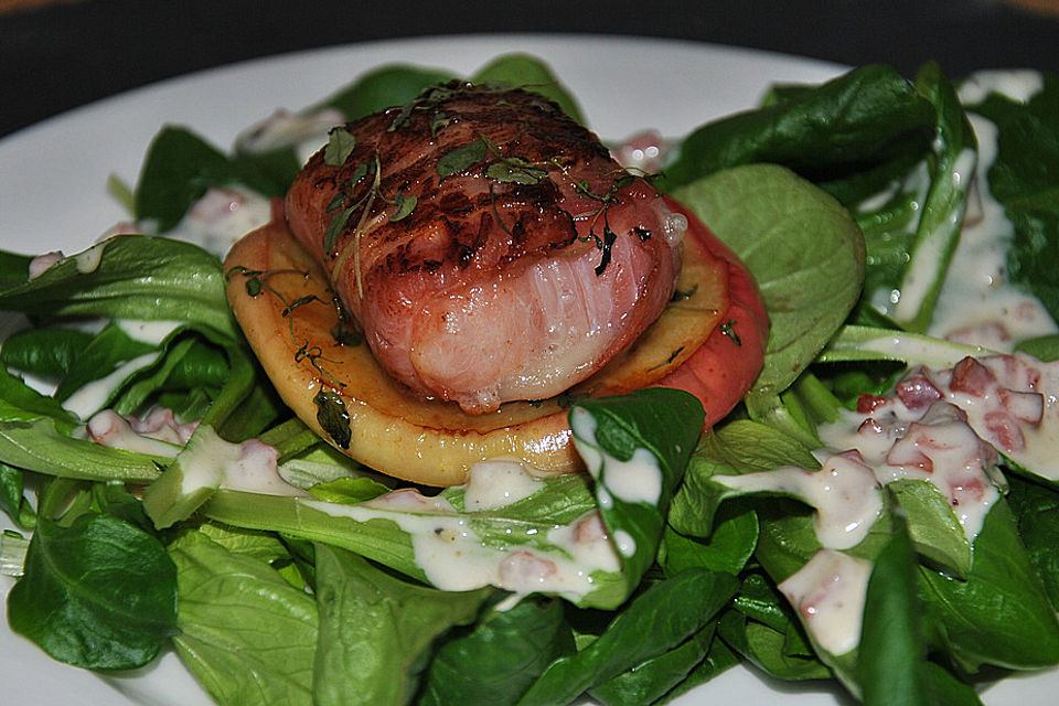 Gudruns Apfel-Speck-Ziegenkäsetürmchen mit Honig und Thymian