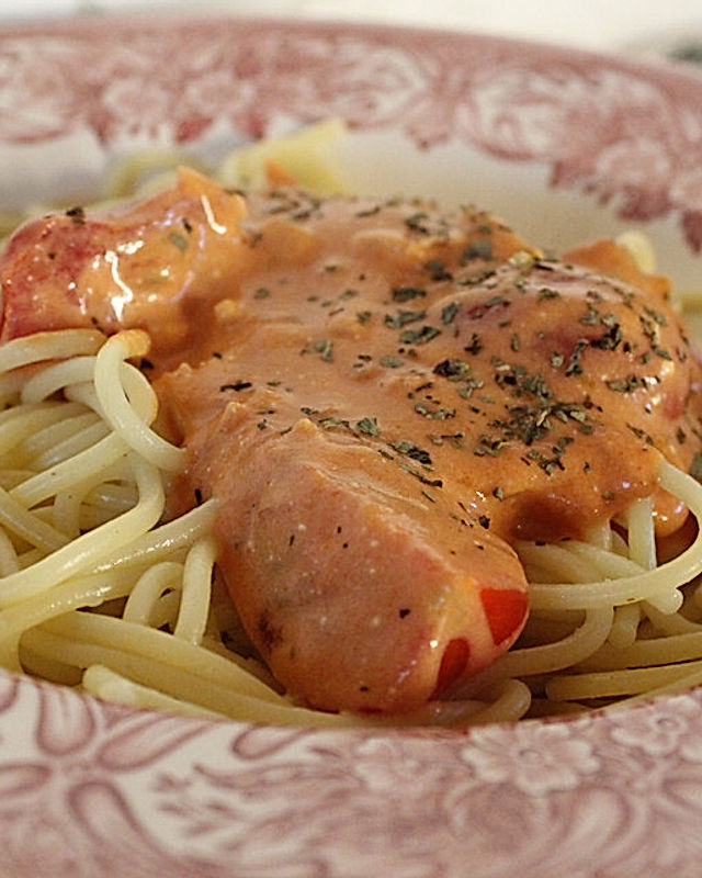 Spaghetti mit Tomaten - Ricotta - Sauce