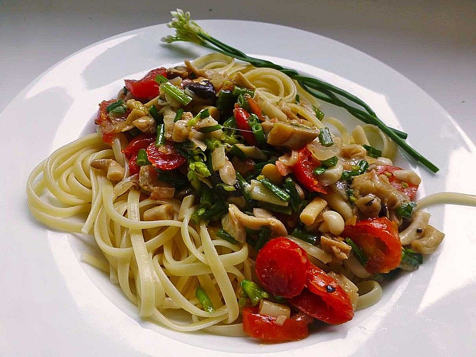 Spaghetti mit Bärlauch und Pilzen von menoja| Chefkoch