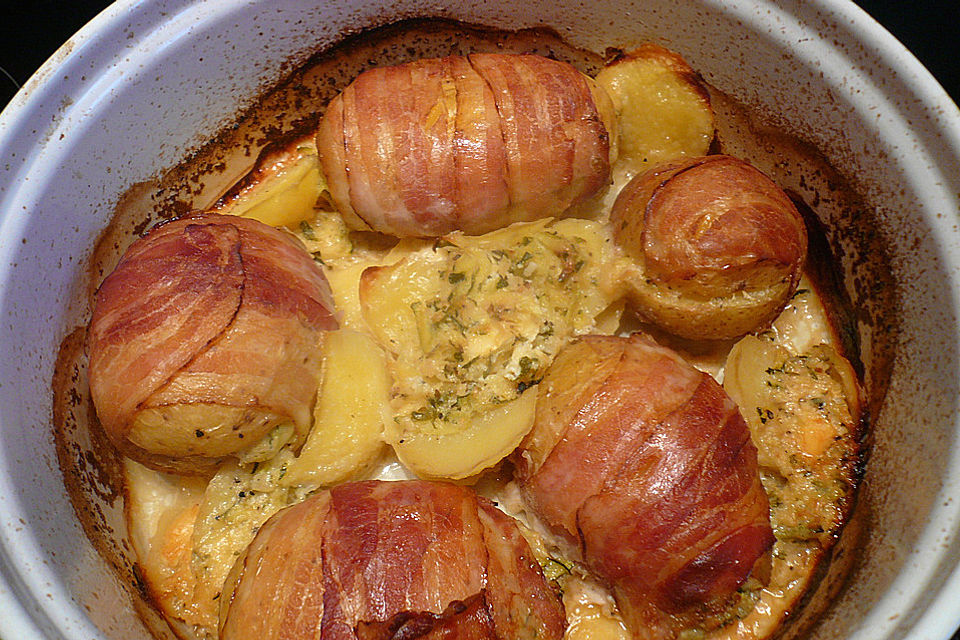 Kartoffeln mit Zucchini - Ziegenkäse - Füllung