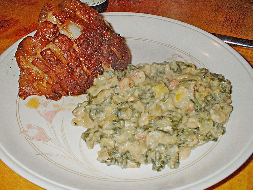 Schweinshaxe mit Kruste und Grünkohl à la Kalli.