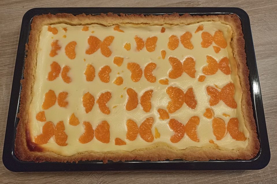 Blitz - Käsekuchen mit Mandarinen vom Blech