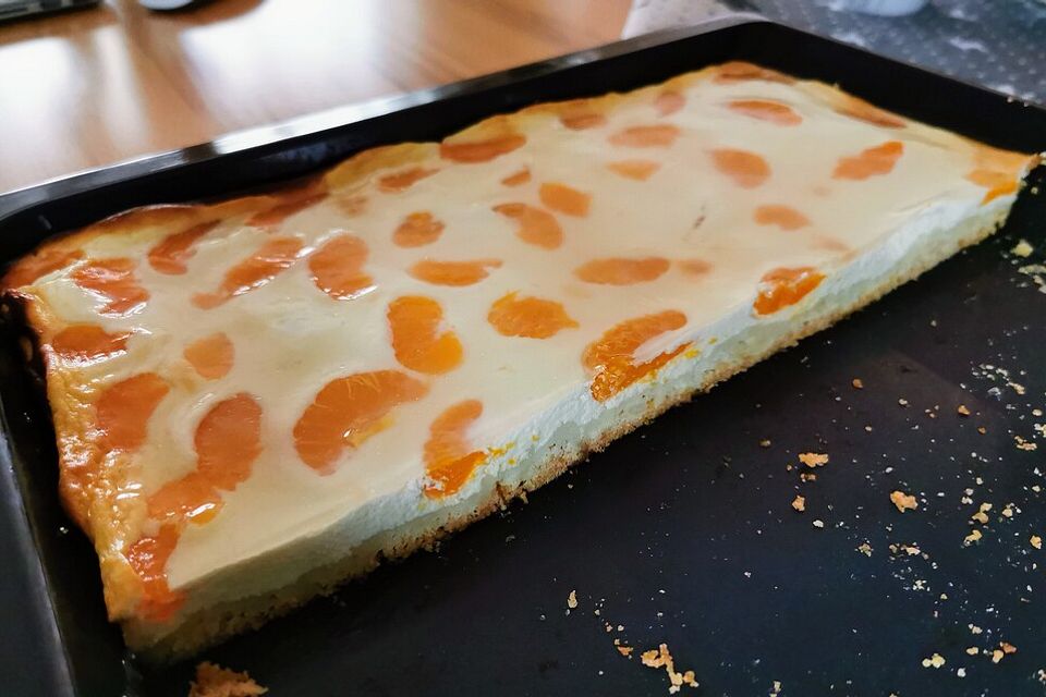 Blitz - Käsekuchen mit Mandarinen vom Blech