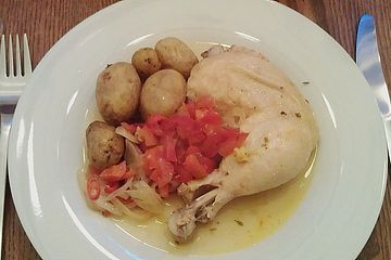 Spanisches Huhn im Tontopf bzw. Römertopf