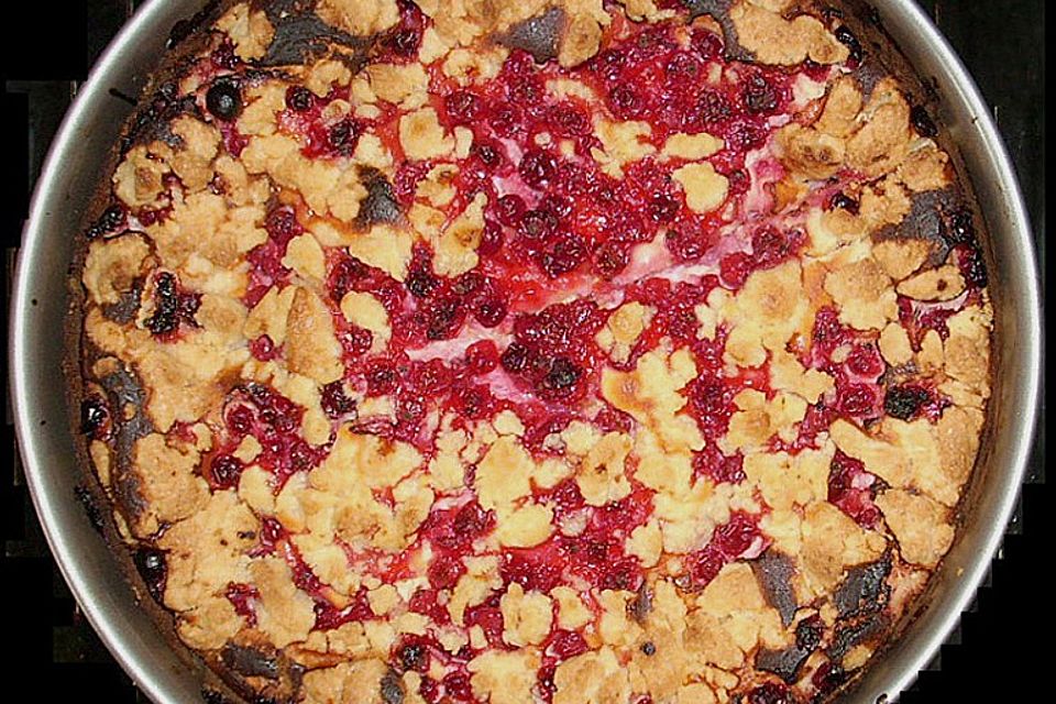 Käse - Streusel - Torte mit Johannisbeeren