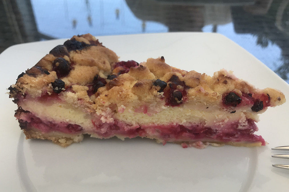 Käse - Streusel - Torte mit Johannisbeeren