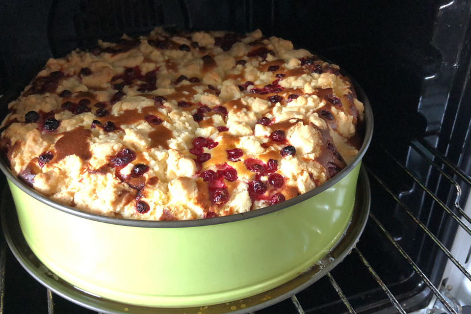 Käse - Streusel - Torte mit Johannisbeeren