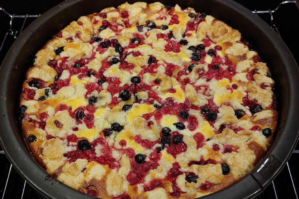 Käse - Streusel - Torte mit Johannisbeeren