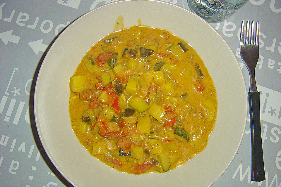 Auberginen - Curry mit Joghurt