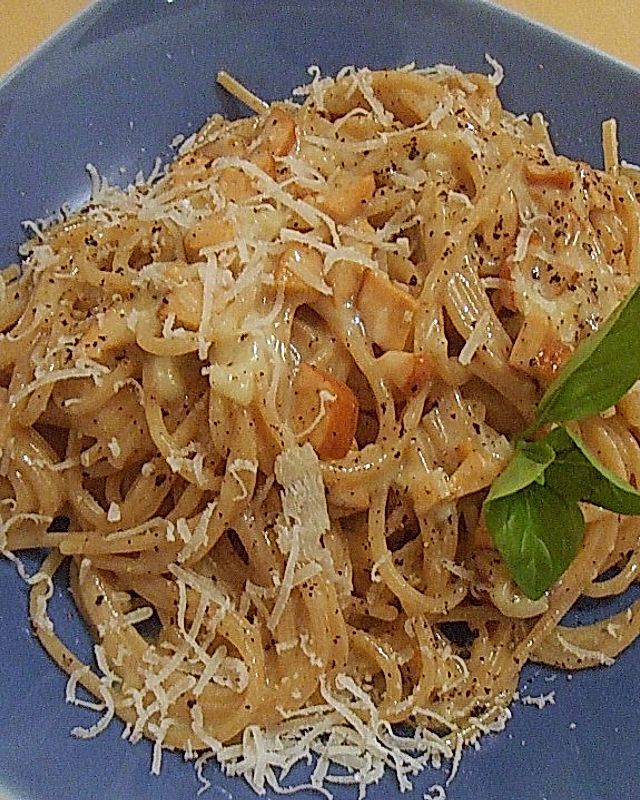 Vegetarische Spaghetti nach Art Carbonara