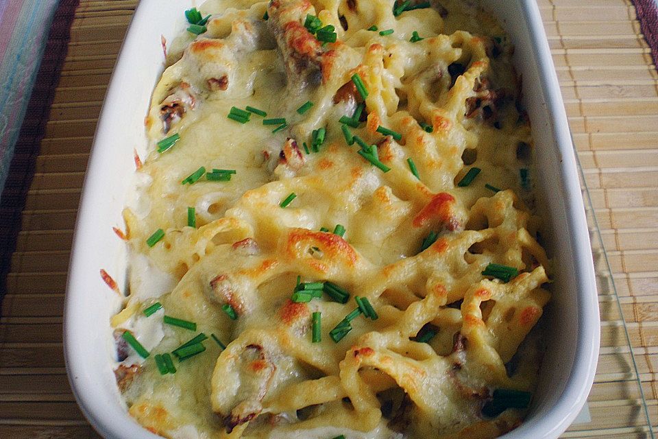 Spätzle - Gratin mit Pifferlingen