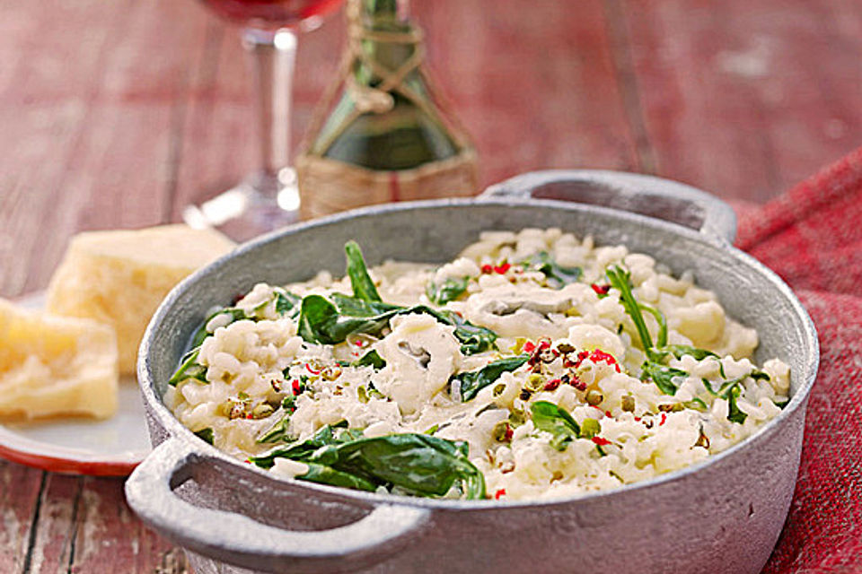 Risotto mit Spinat und Gorgonzola