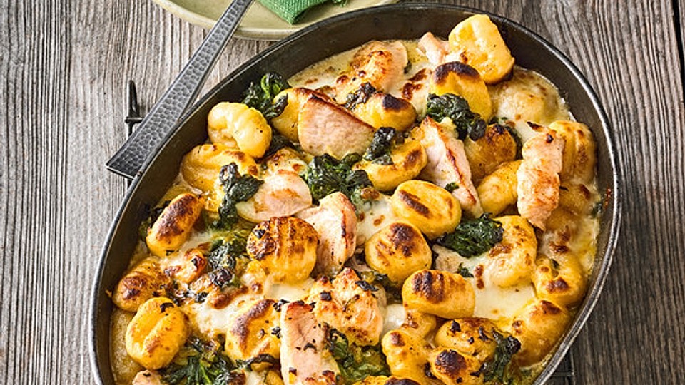 Gnocchi-Spinat-Auflauf mit Hähnchen und Curry von sterntaler216