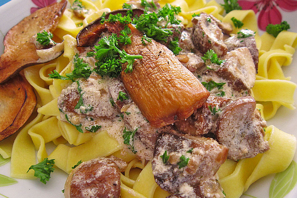 Kräuterseitlinge mit Pasta