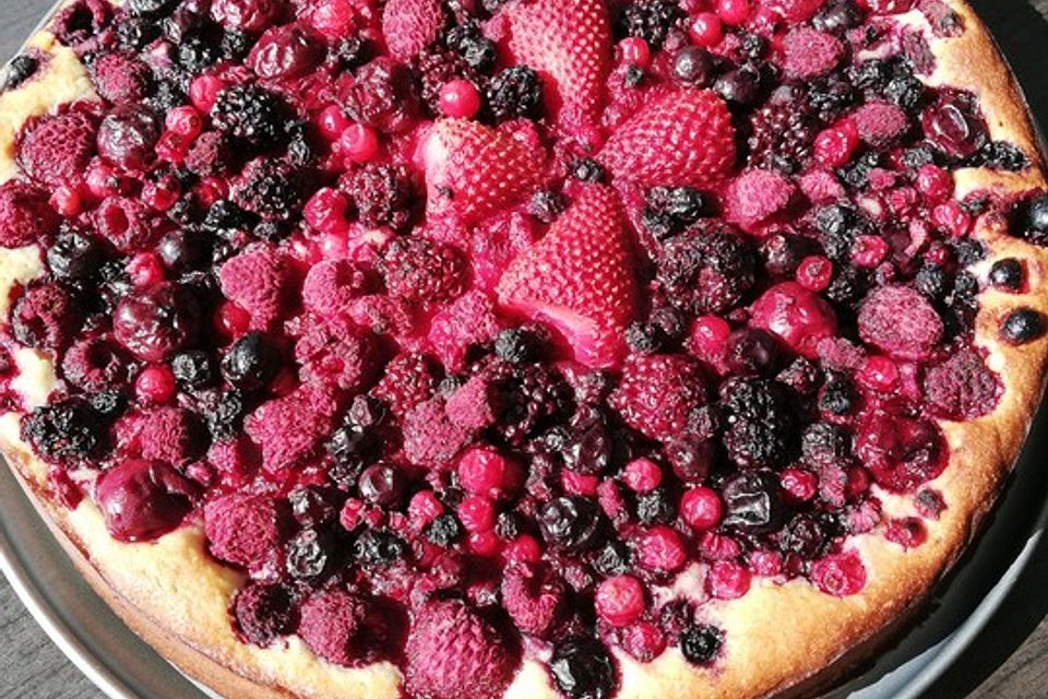 Schneller Beeren - Blechkuchen mit Quark