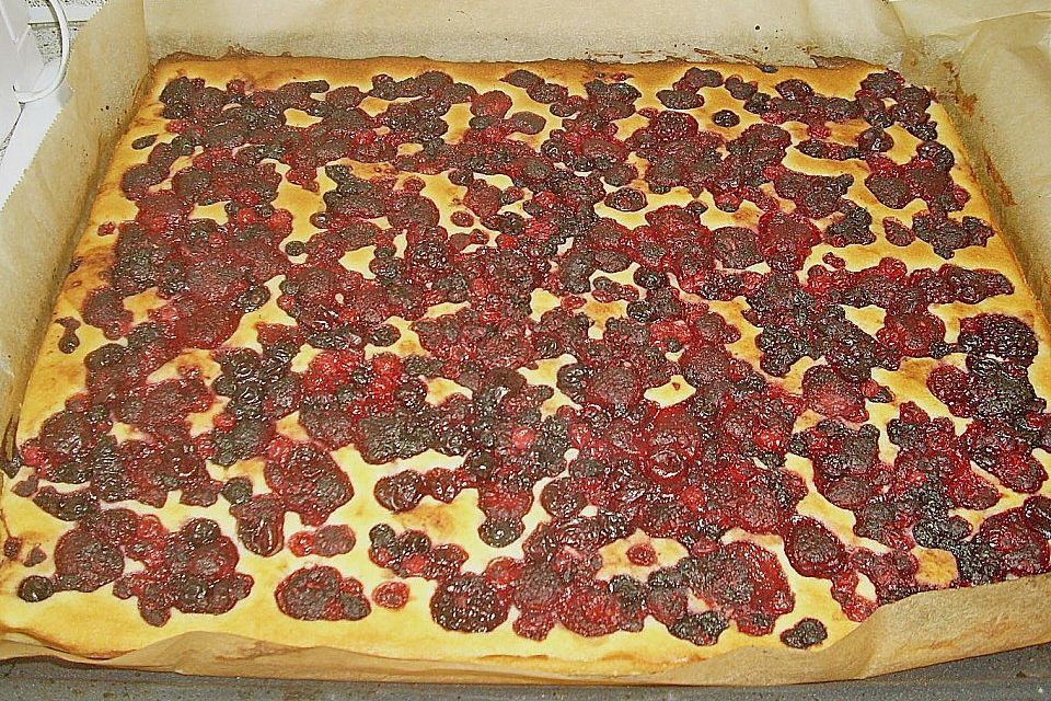 Schneller Beeren - Blechkuchen mit Quark