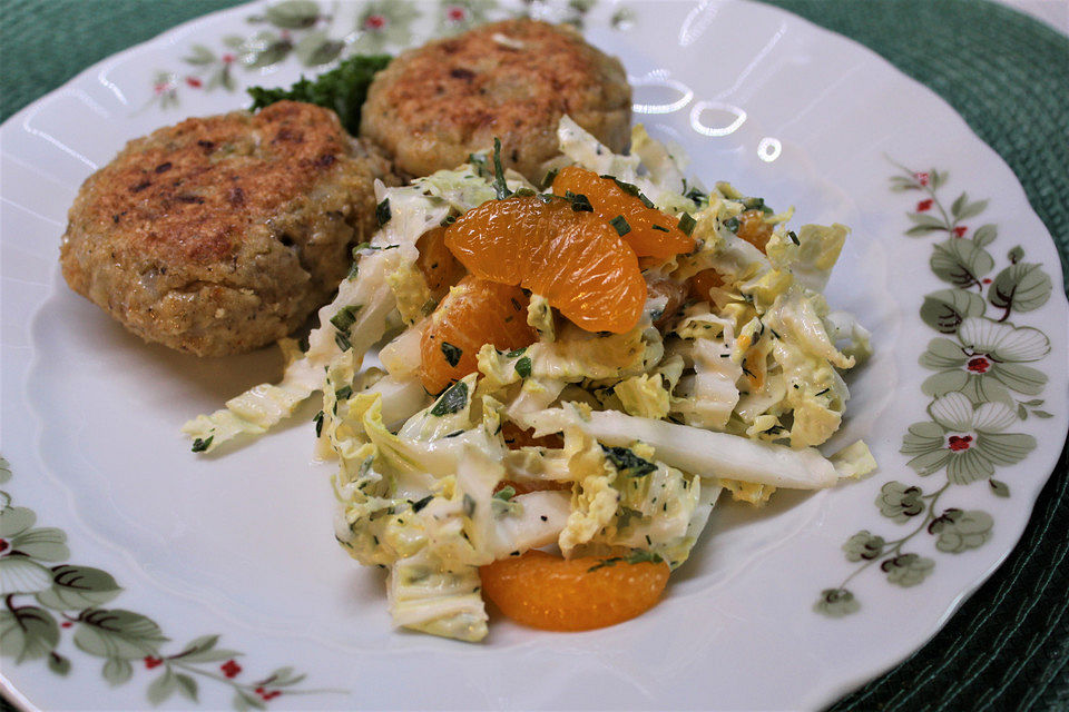 Chinakohlsalat mit Frischkäse - Mandarinen - Dressing