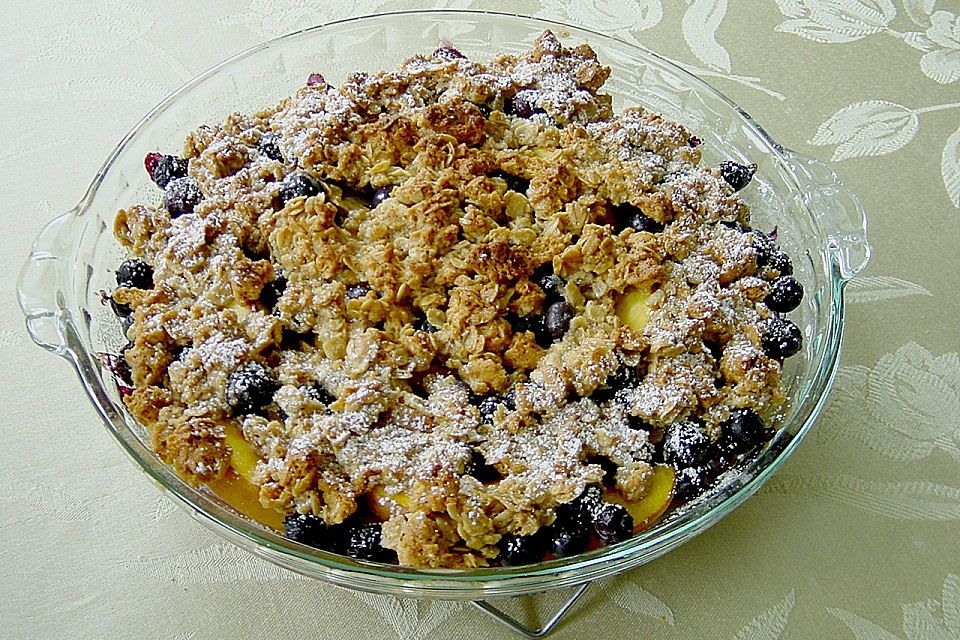 Pfirsich - Heidelbeeren - Crumble