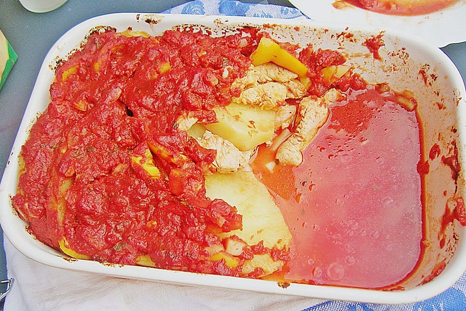 Kartoffel - Tomaten - Auflauf mit Hähnchenbrust