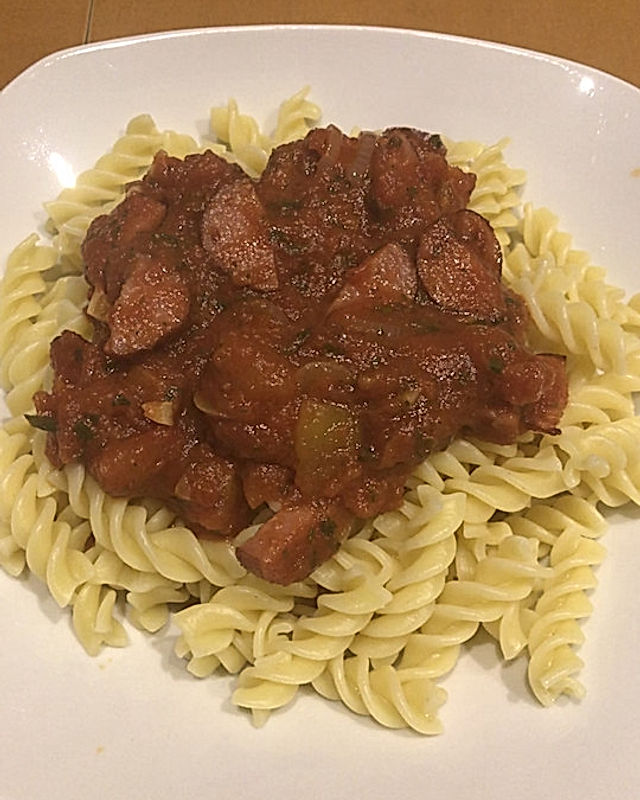 Spaghetti mit Kabanossi