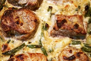 Filet - Pfännchen mit Speckbohnen